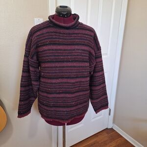 Irish Homecraft 100% Oiled Wool multicoloured sweater Size S